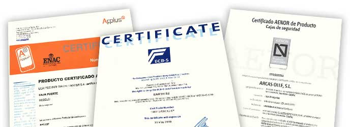 certificados sobre cajas fuertes